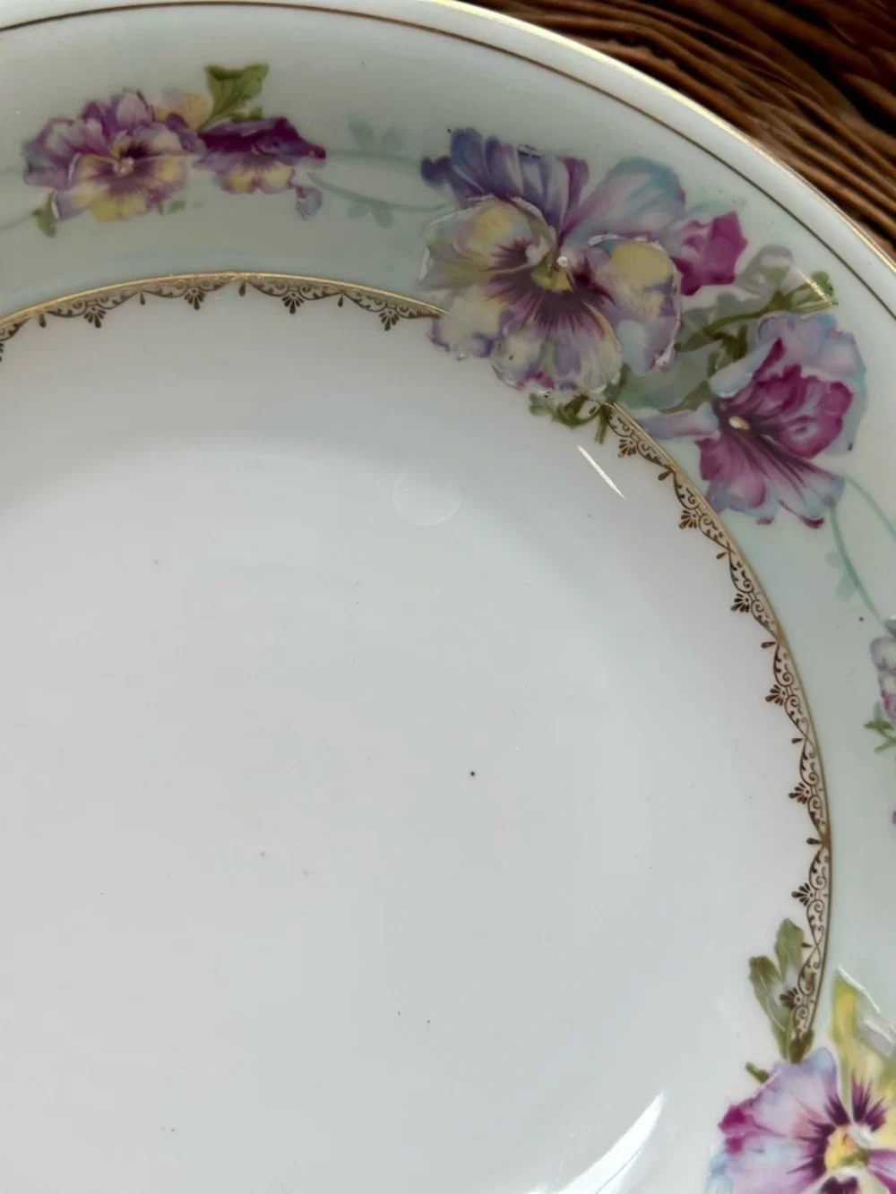 Vintage PM Bavaria Floral Porcelain Bowl with Lavender Yellow and Mint Accents
